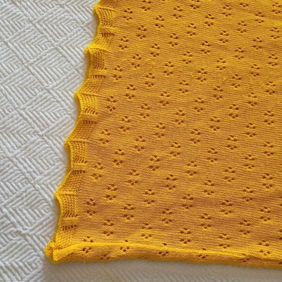 Akao yellow knit cotton blend sweater long sleeved MADE IN FRANCE - Picture 3 of 10